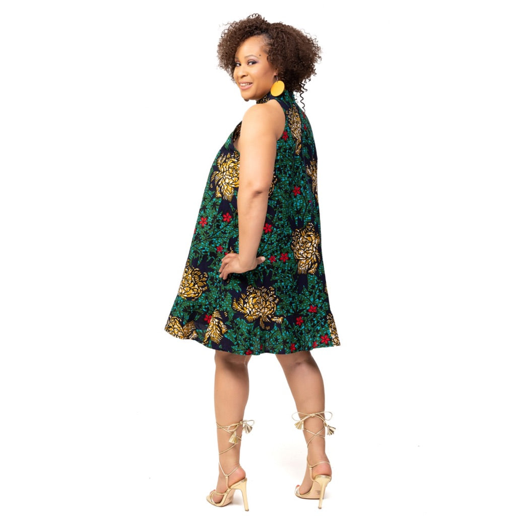 NGONDO African Fabric Short A-Line Dress