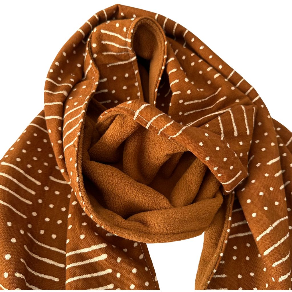 OMBAH Handwoven Bogolan Scarf – Natural Dyes, 100% Cotton – Unisex African Textile - Terra Cotta