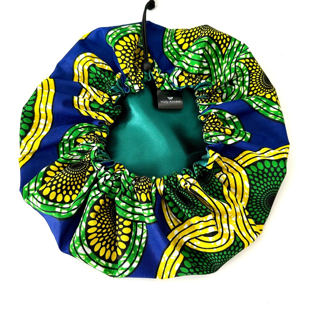 OFOUROU - Wax Satin Bonnet for Women – Adjustable Night Hair Bonnet – Cotton Wax, Satin Lined, Green