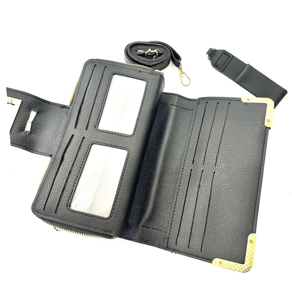 NYANTO Wax and Imitation Leather Wallet Bag - Tsami pattern