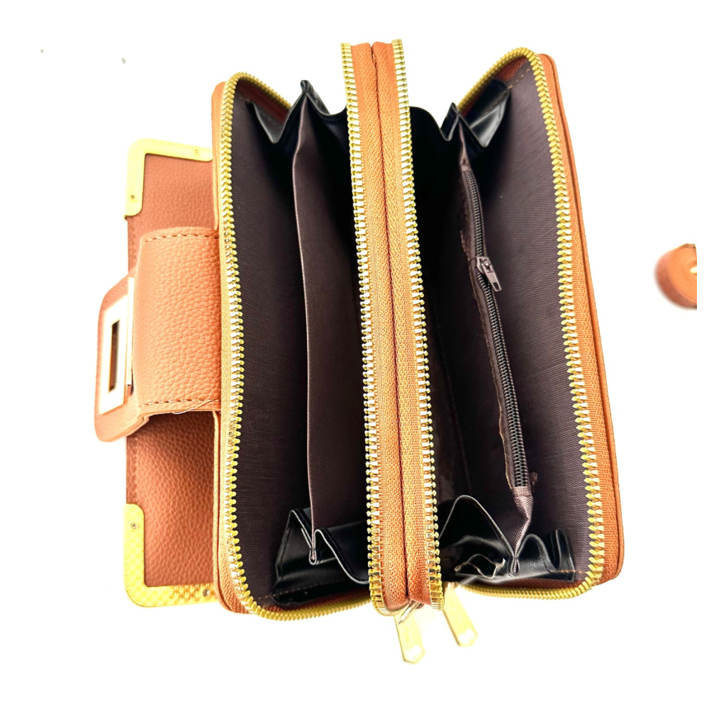 NYANTO Wax and Imitation Leather Wallet Bag - Wah pattern