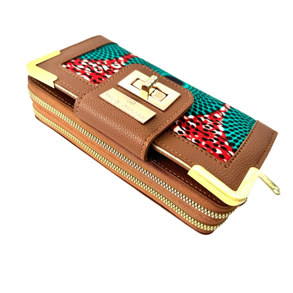 NYANTO Wax and Imitation Leather Wallet Bag - Moh pattern