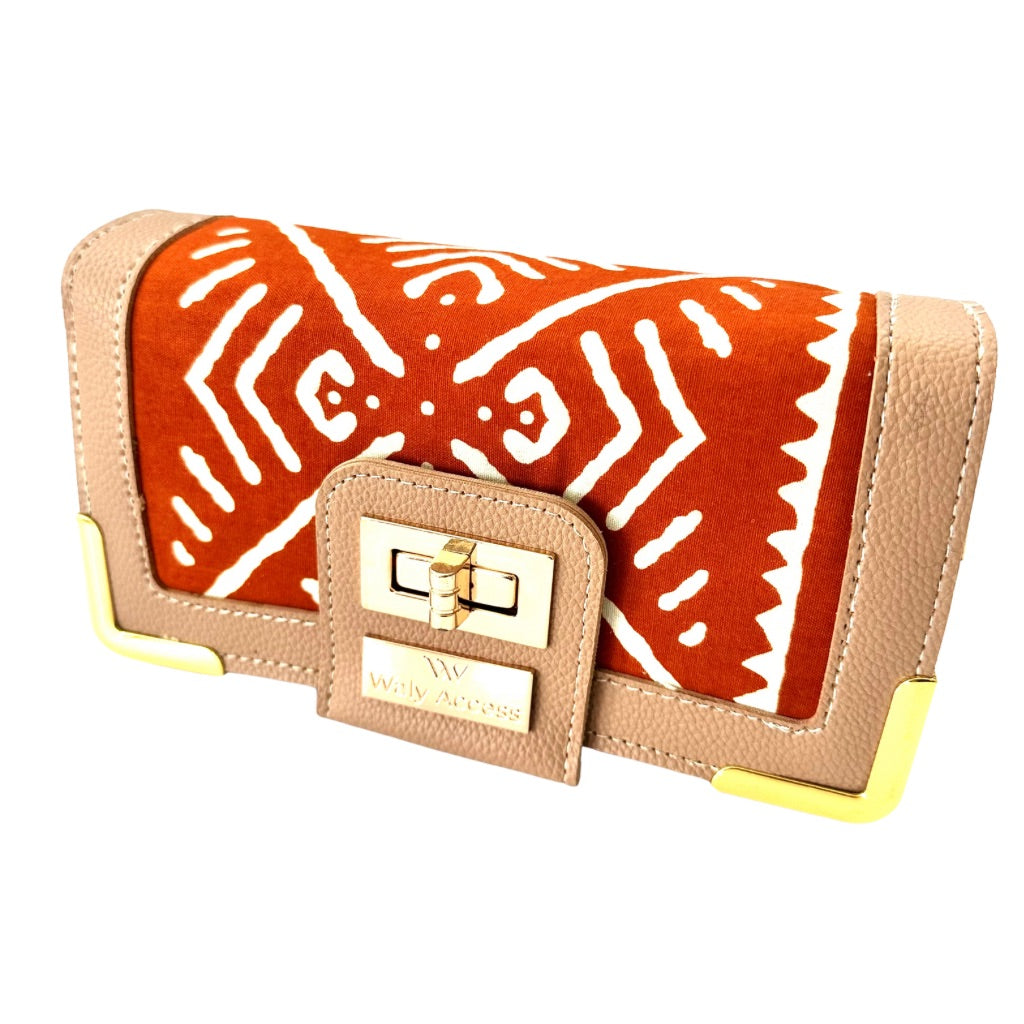 NYANTO Wax and Imitation Leather Wallet Bag - Siami pattern