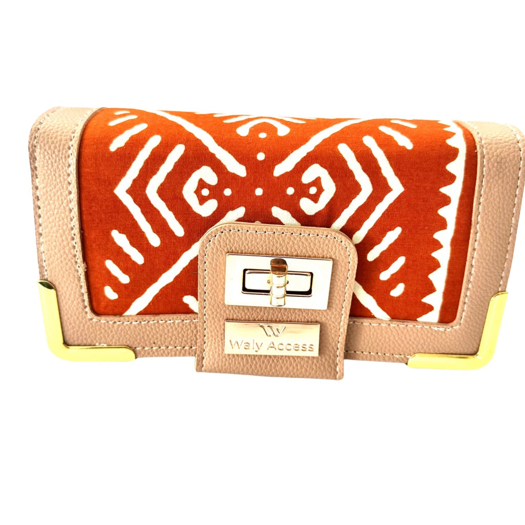 NYANTO Wax and Imitation Leather Wallet Bag - Siami pattern