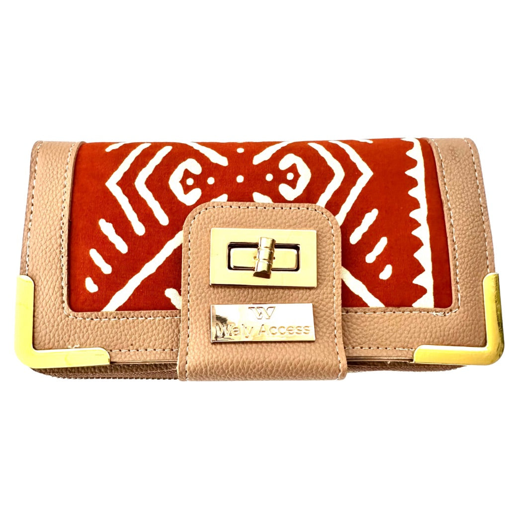 NYANTO Wax and Imitation Leather Wallet Bag - Siami pattern