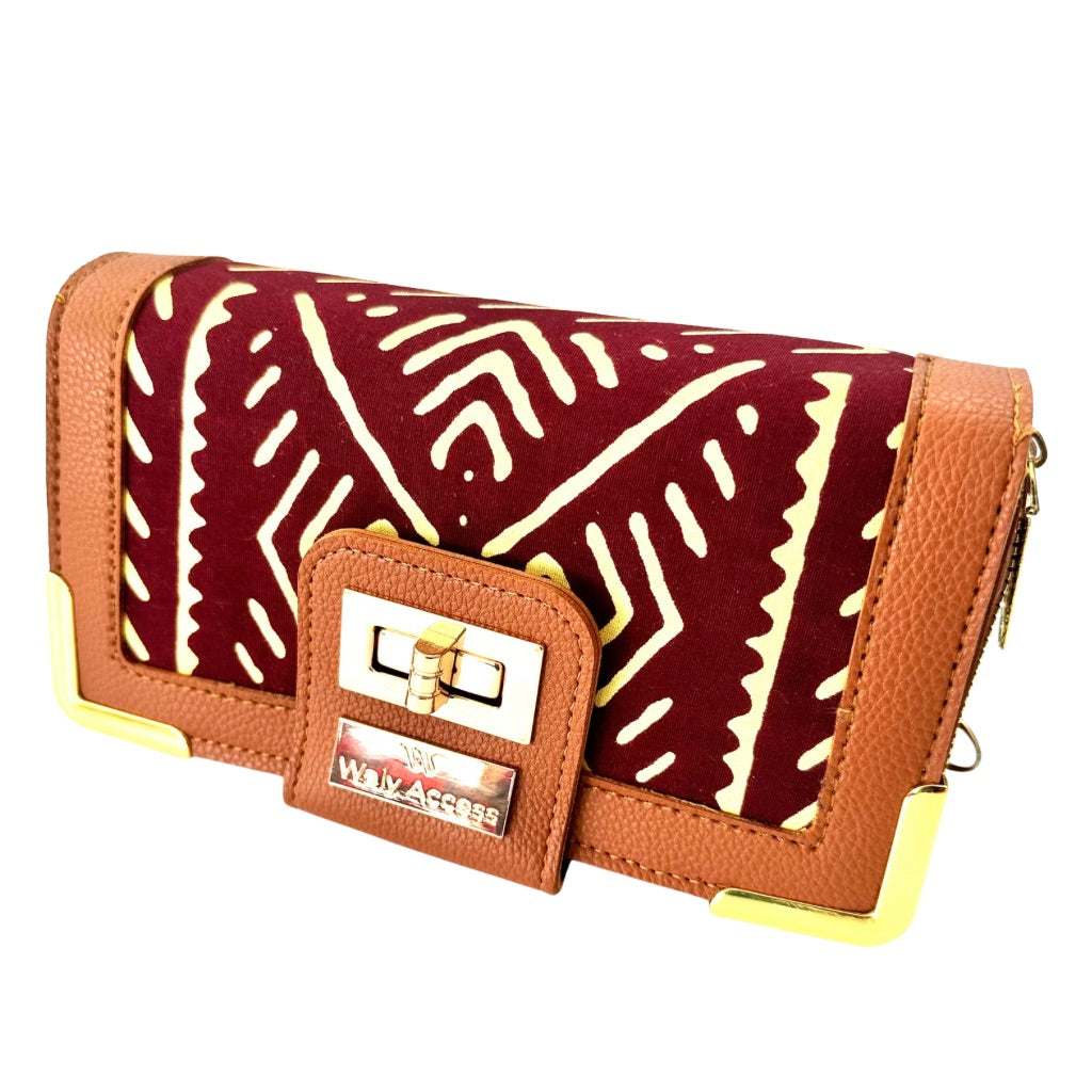 NYANTO Wax and Imitation Leather Wallet Bag - Tani pattern