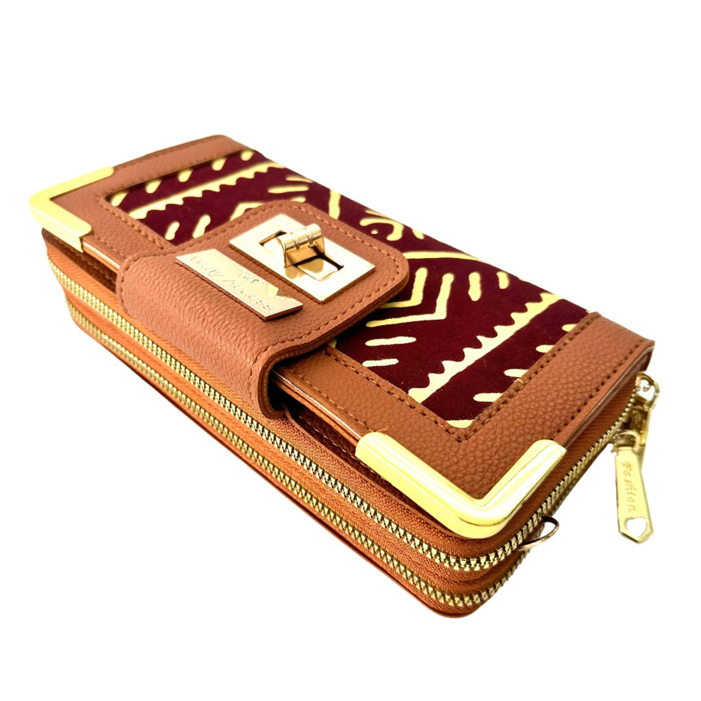 NYANTO Wax and Imitation Leather Wallet Bag - Tani pattern