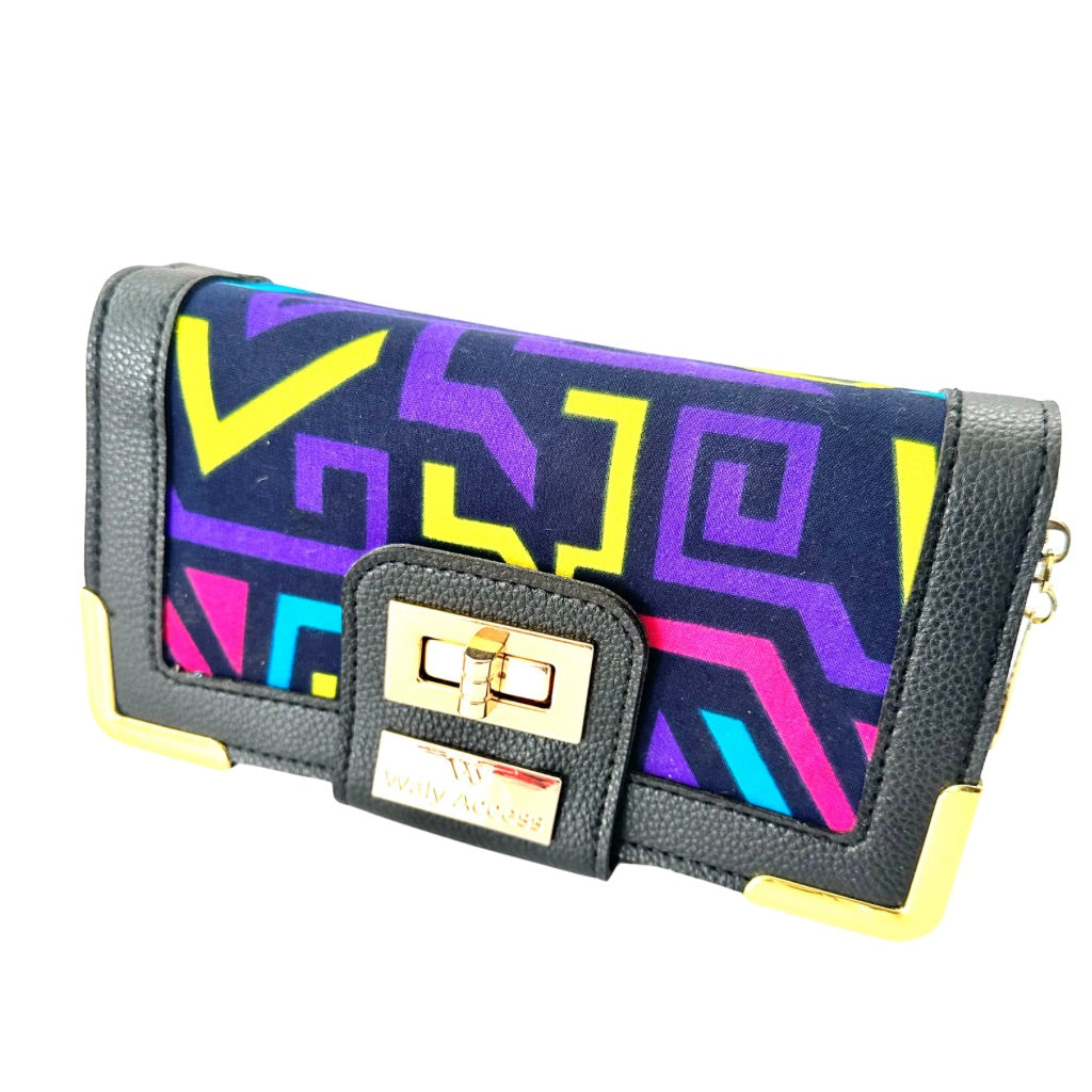 NYANTO Wax and Imitation Leather Wallet Bag - Tsami pattern