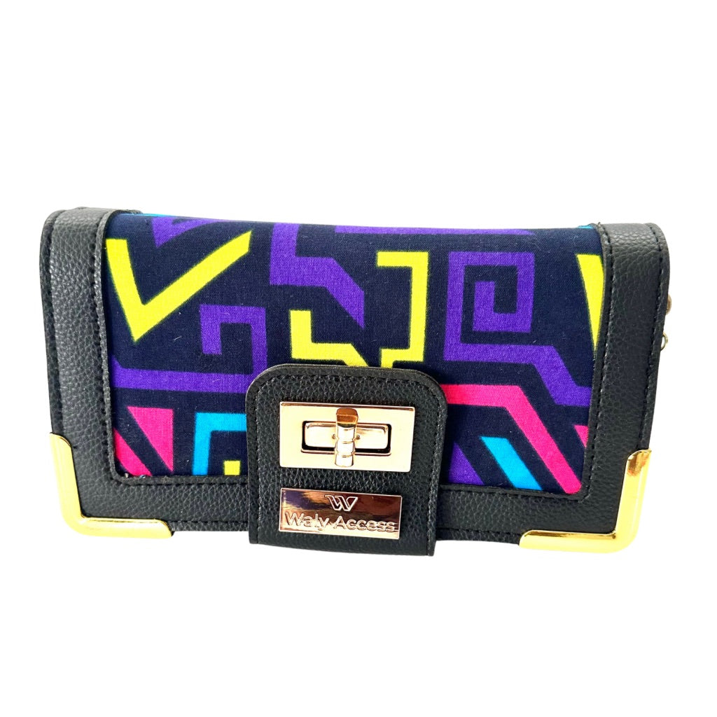 NYANTO Wax and Imitation Leather Wallet Bag - Tsami pattern