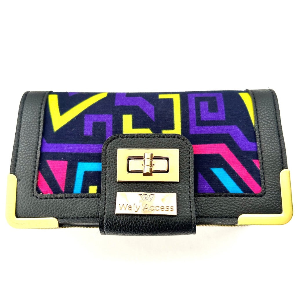 NYANTO Wax and Imitation Leather Wallet Bag - Tsami pattern