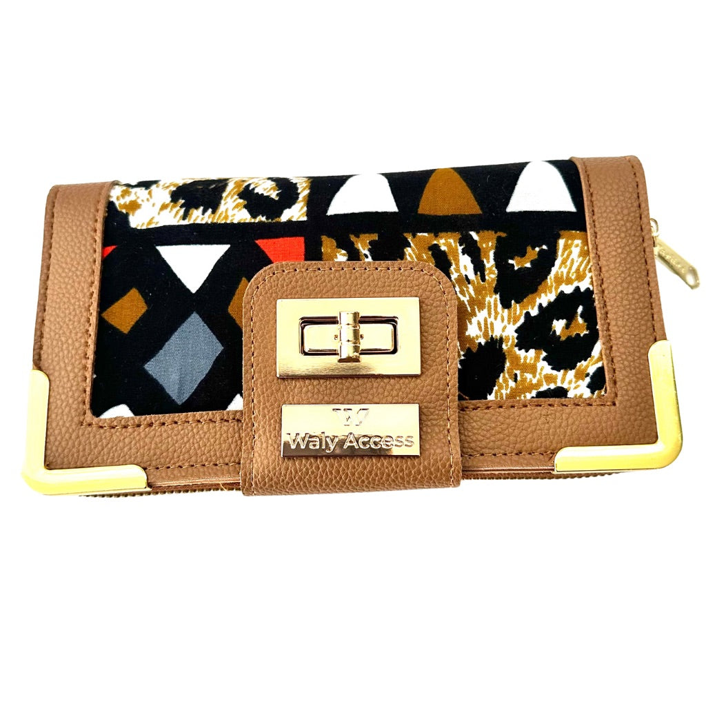 NYANTO Wax and Imitation Leather Wallet Bag - Wah pattern