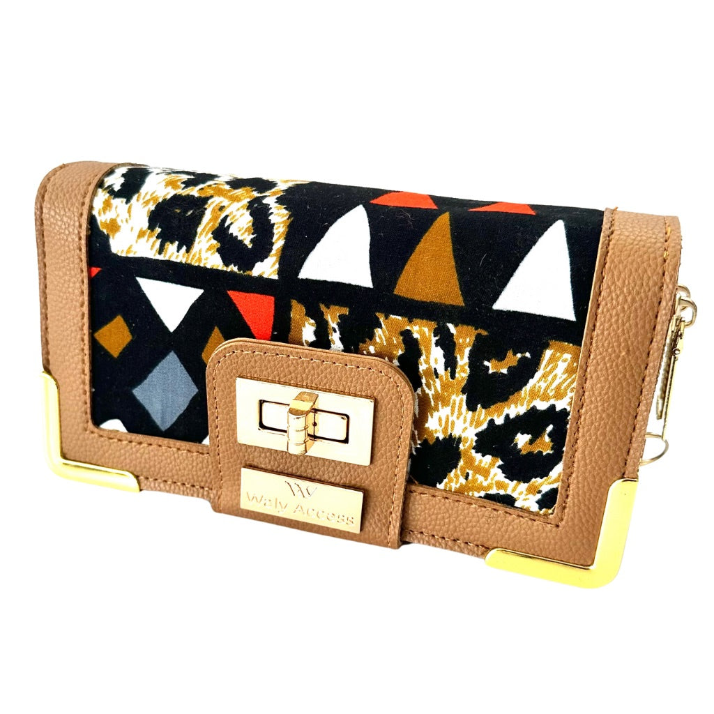 NYANTO Wax and Imitation Leather Wallet Bag - Wah pattern