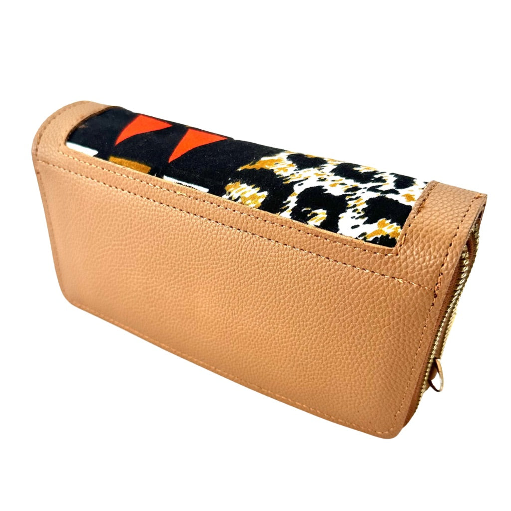 NYANTO Wax and Imitation Leather Wallet Bag - Wah pattern