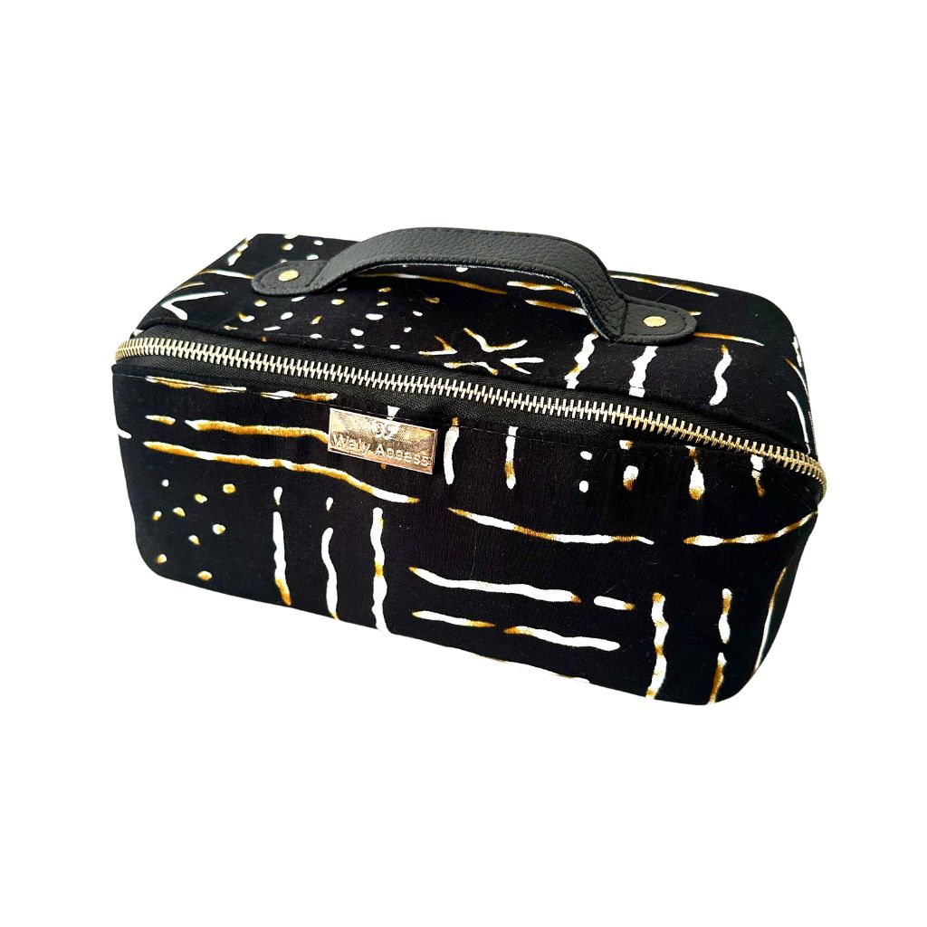 INIVA Square Waxprint Toiletry Bag – Travel Edition - Black