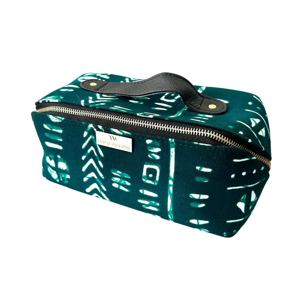 INIVA Square Waxprint Toiletry Bag – Travel Edition - Green
