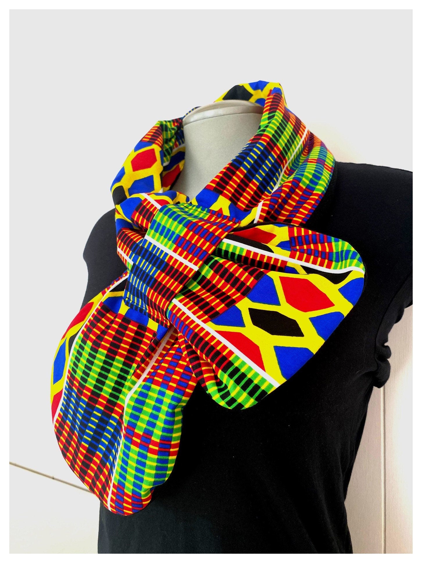 PEBEH African fabric Scarf made with african fabric and  fleece - Yellow