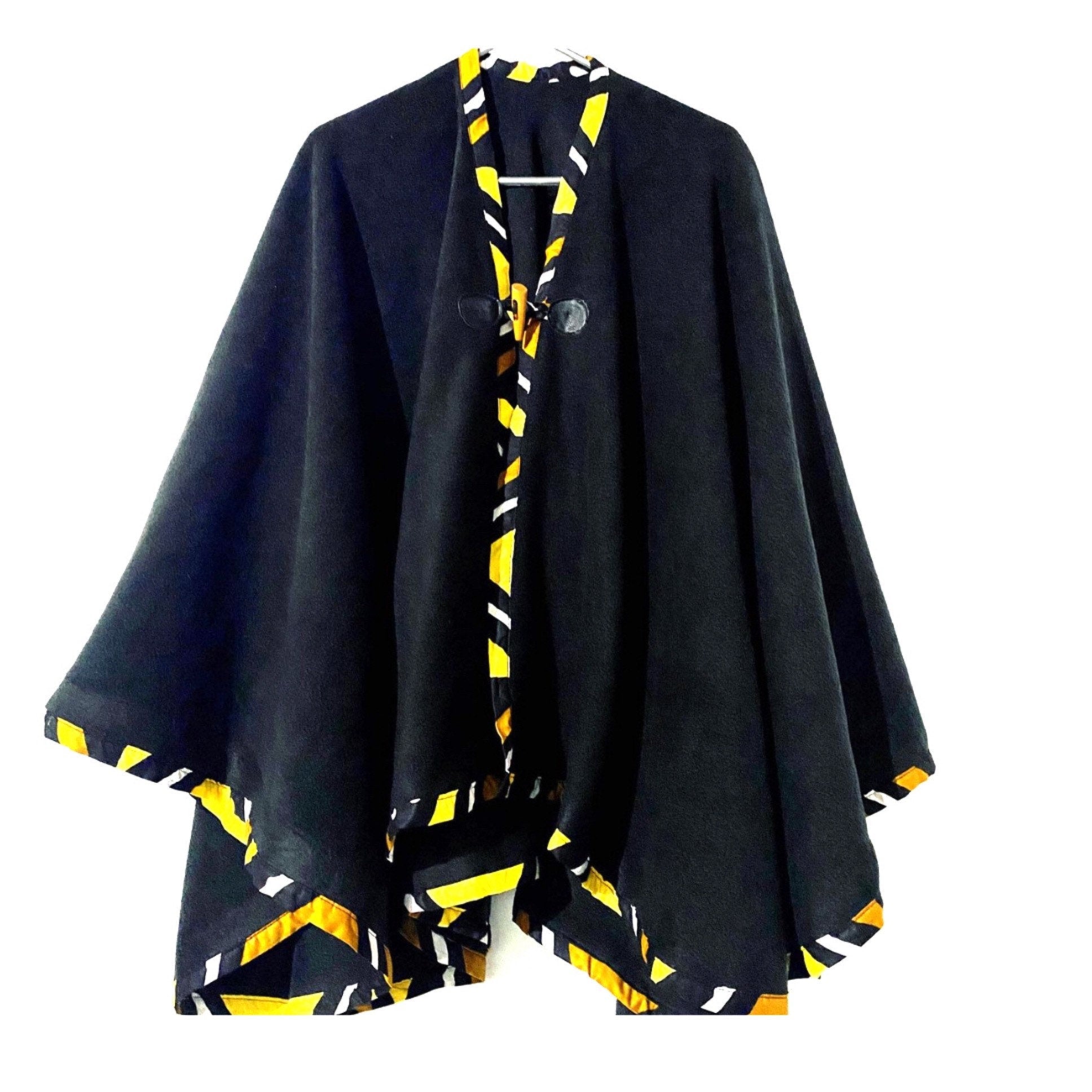 African fabric Samakaka and fleece women cape poncho