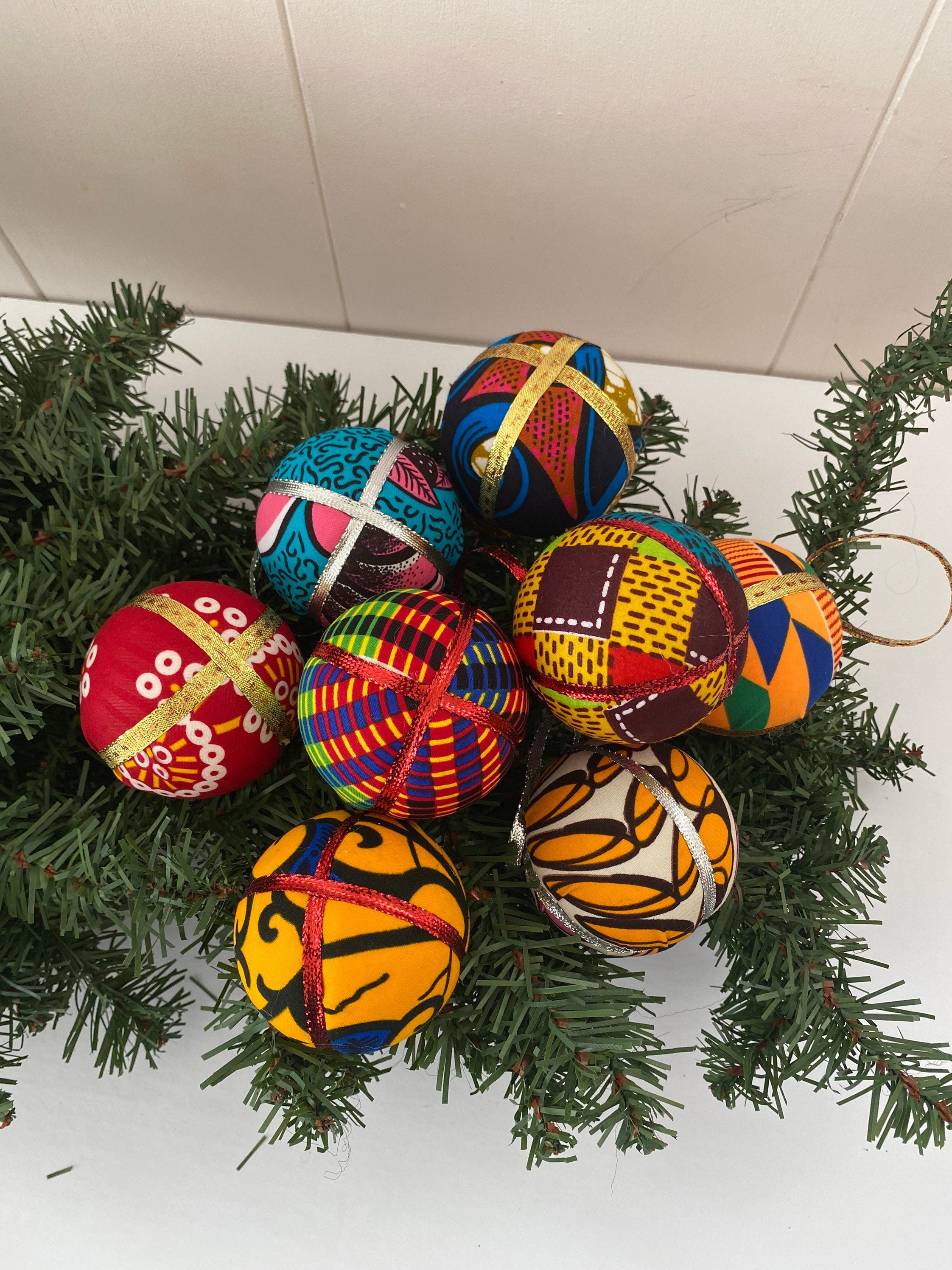 10 Wax Print African fabric  Christmas Balls