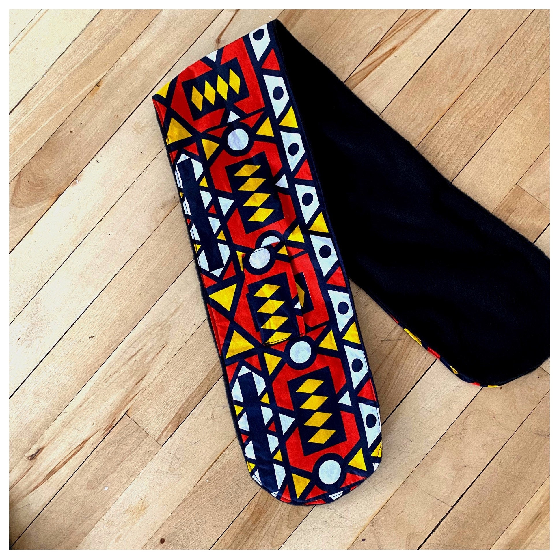 PEBEH African fabric Scarf made with african fabric and  fleece - Red